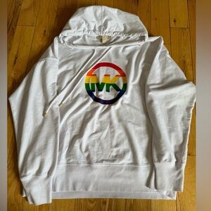 Michael Kors Rainbow Logo White Hoodie Size L